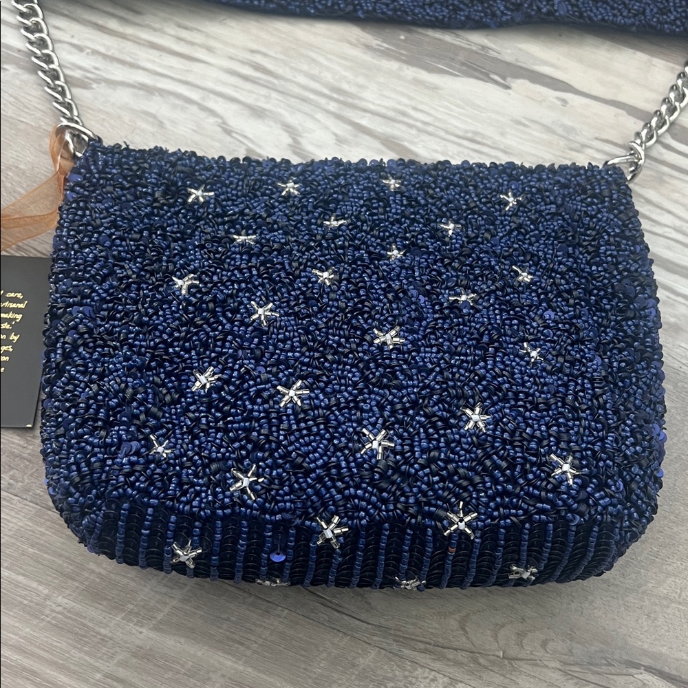 Go Team Game Blue Beaded Purse with Stars - Picture 8 of 8